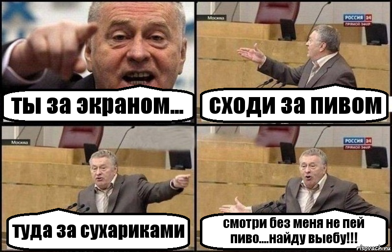 ты за экраном... сходи за пивом туда за сухариками смотри без меня не пей пиво....найду выебу!!!, Комикс Жириновский