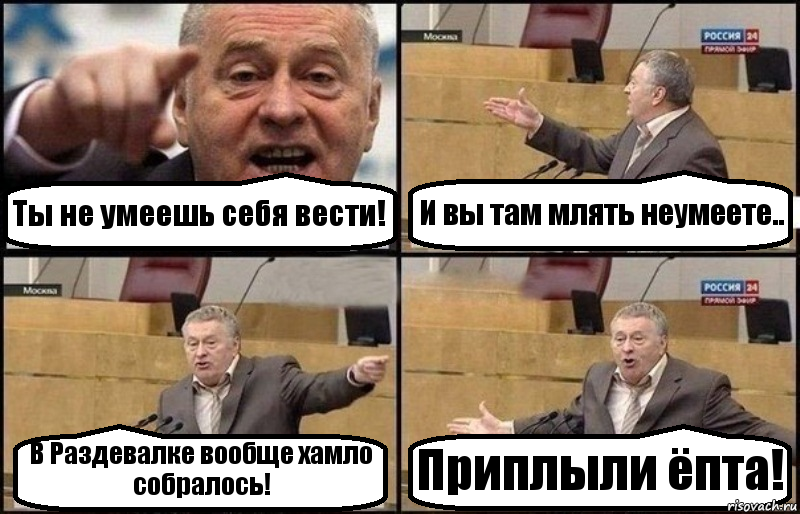 Ты не умеешь себя вести! И вы там млять неумеете.. В Раздевалке вообще хамло собралось! Приплыли ёпта!, Комикс Жириновский