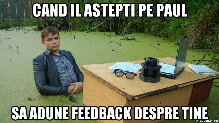 cand il astepti pe paul sa adune feedback despre tine, Мем  Парень сидит в болоте