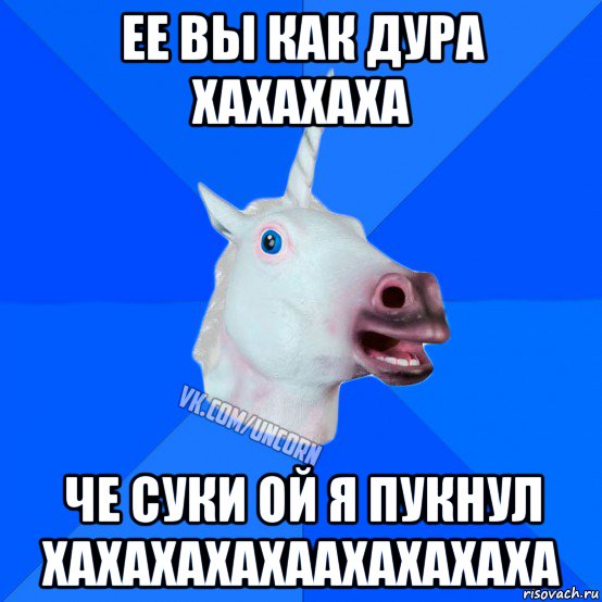 ее вы как дура хахахаха че суки ой я пукнул хахахахахаахахахаха, Мем Единорог