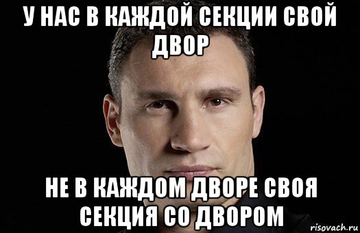 у нас в каждой секции свой двор не в каждом дворе своя секция со двором, Мем Кличко