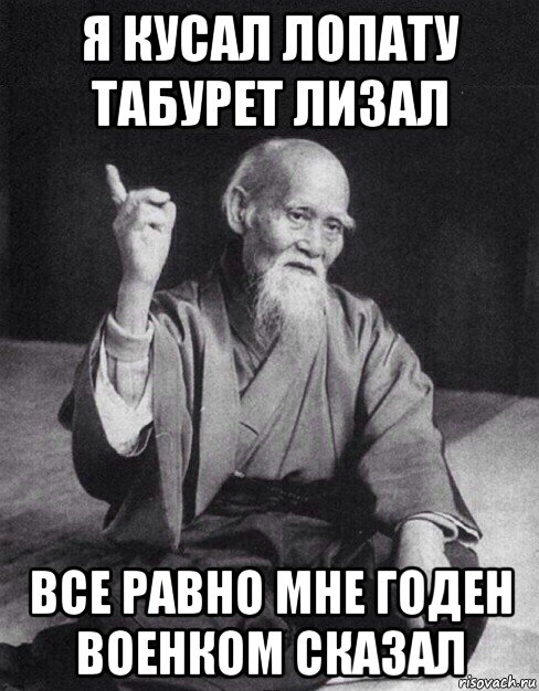 я кусал лопату табурет лизал все равно мне годен военком сказал, Мем Монах-мудрец (сэнсей)