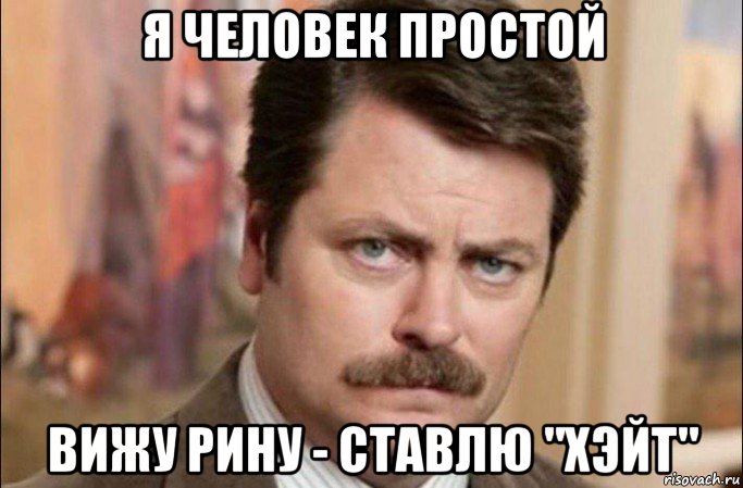 я человек простой вижу рину - ставлю "хэйт", Мем  Я человек простой