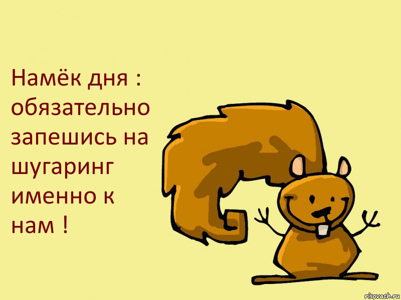 Намёк дня :
обязательно запешись на шугаринг именно к нам !, Комикс  белка