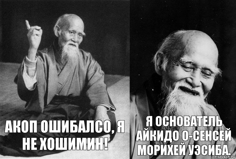 Акоп ошибалсо, я не Хошимин! Я основатель Айкидо О-сенсей Морихей Уэсиба., Комикс Мудрец-монах (2 зоны)