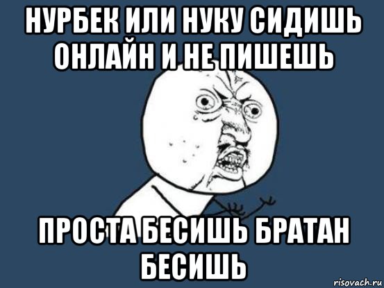 нурбек или нуку сидишь онлайн и не пишешь проста бесишь братан бесишь, Мем Ну почему