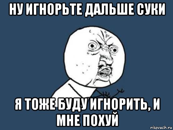 ну игнорьте дальше суки я тоже буду игнорить, и мне похуй, Мем Ну почему