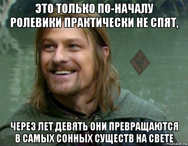 это только по-началу ролевики практически не спят, через лет девять они превращаются в самых сонных существ на свете, Мем ОР Тролль Боромир