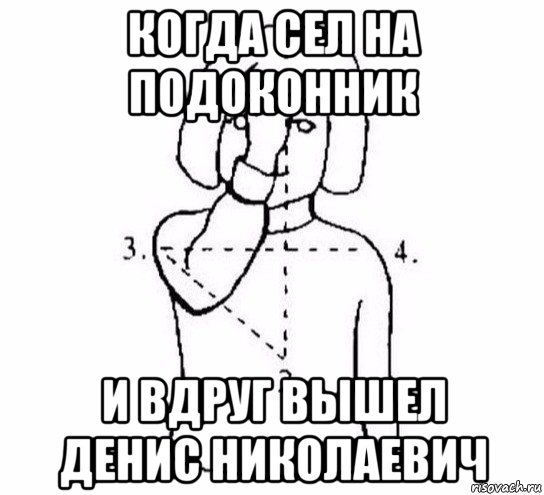 когда сел на подоконник и вдруг вышел денис николаевич, Мем  Перекреститься