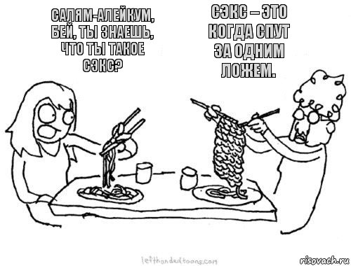 Салям-алейкум, бей, ты знаешь, что ты такое сэкс? Сэкс – это когда спут за одним ложем., Комикс  Шарфик