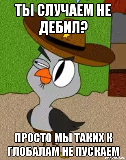 ты случаем не дебил? просто мы таких к глобалам не пускаем, Мем    Упоротая сова