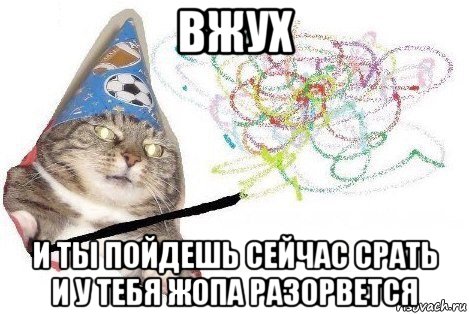 вжух и ты пойдешь сейчас срать и у тебя жопа разорвется, Мем Вжух