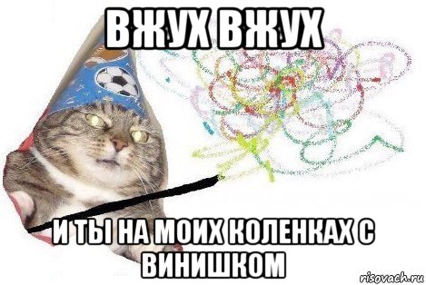 вжух вжух и ты на моих коленках с винишком, Мем Вжух