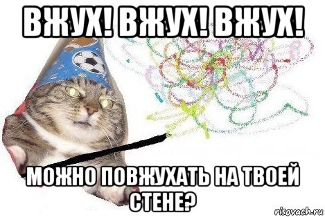 вжух! вжух! вжух! можно повжухать на твоей стене?, Мем Вжух