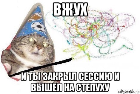 вжух и ты закрыл сессию и вышел на степуху, Мем Вжух