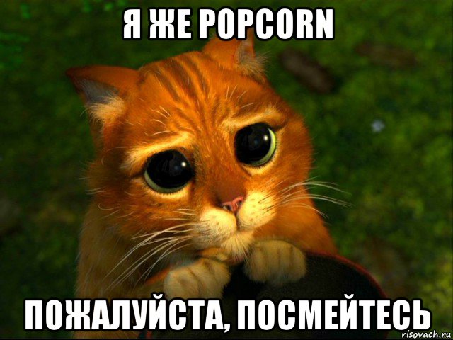 я же popcorn пожалуйста, посмейтесь, Мем кот из шрека