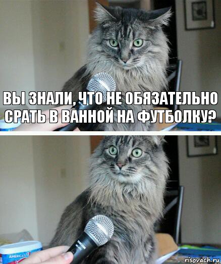 Вы знали, что не обязательно срать в ванной на футболку? , Комикс  кот с микрофоном