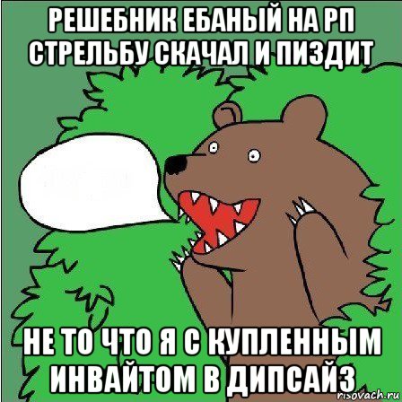 решебник ебаный на рп стрельбу скачал и пиздит не то что я с купленным инвайтом в дипсайз, Мем Медведь-шлюха