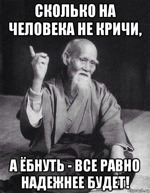 сколько на человека не кричи, а ёбнуть - все равно надежнее будет!, Мем Монах-мудрец (сэнсей)