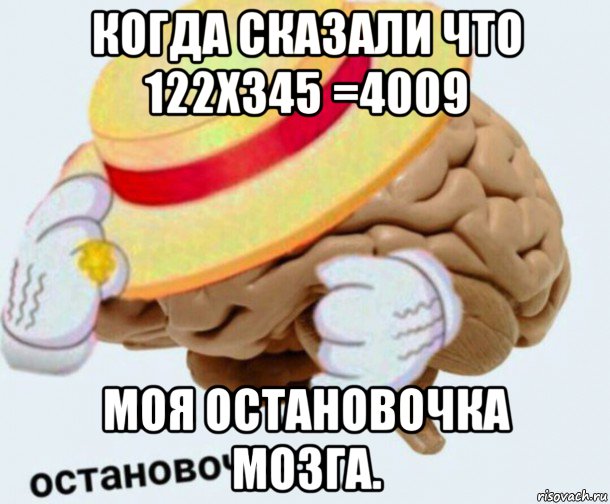 когда сказали что 122х345 =4009 моя остановочка мозга., Мем   Моя остановочка мозг