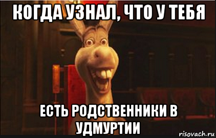 когда узнал, что у тебя есть родственники в удмуртии, Мем Осел из Шрека