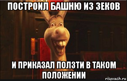 построил башню из зеков и приказал ползти в таком положении, Мем Осел из Шрека
