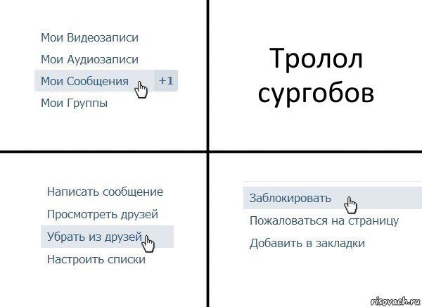 Тролол сургобов, Комикс  Удалить из друзей