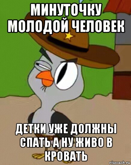 минуточку молодой человек детки уже должны спать а ну живо в кровать, Мем    Упоротая сова