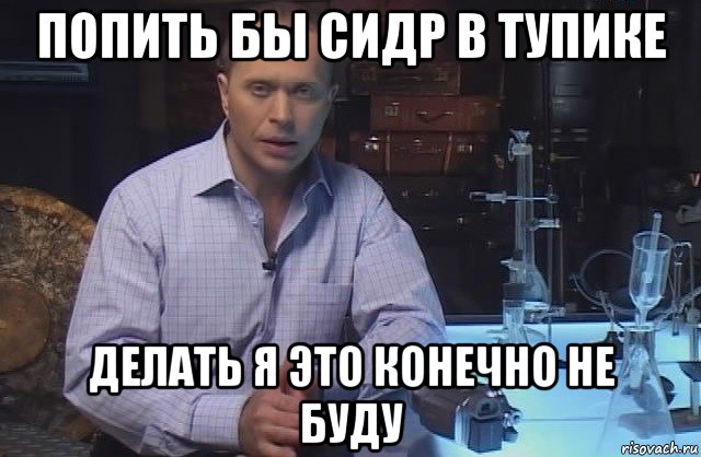 попить бы сидр в тупике делать я это конечно не буду, Мем Я конечно не буду