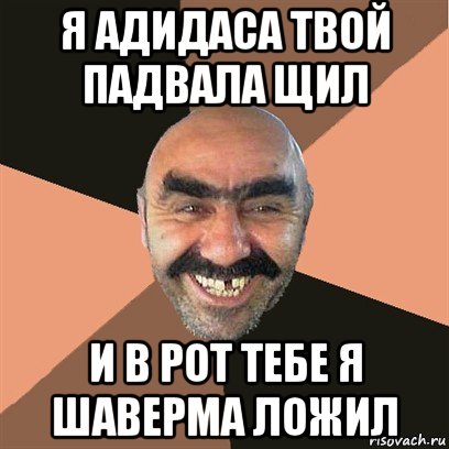 я адидаса твой падвала щил и в рот тебе я шаверма ложил, Мем Я твой дом труба шатал