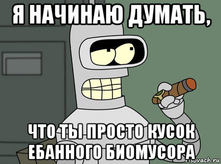 я начинаю думать, что ты просто кусок ебанного биомусора, Мем бендер родригес