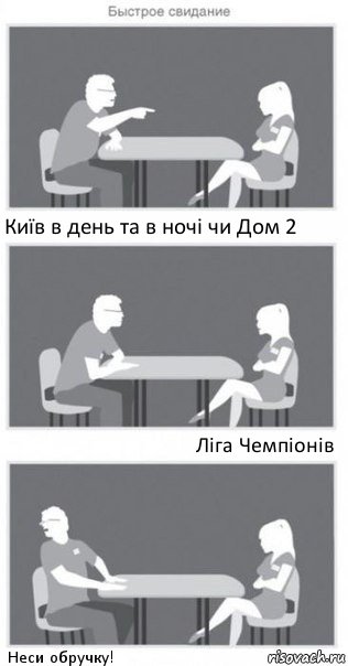 Київ в день та в ночі чи Дом 2 Ліга Чемпіонів Неси обручку!, Комикс Быстрое свидание