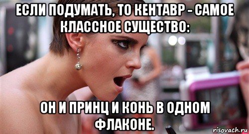 если подумать, то кентавр - самое классное существо: он и принц и конь в одном флаконе.