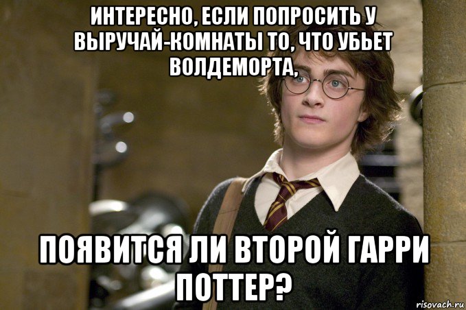 интересно, если попросить у выручай-комнаты то, что убьет волдеморта, появится ли второй гарри поттер?