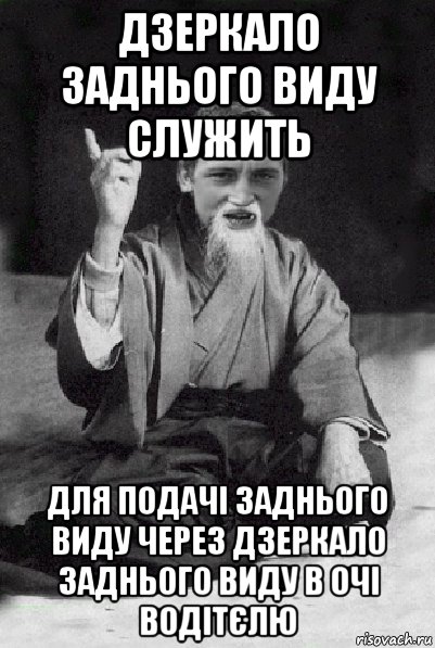 дзеркало заднього виду служить для подачі заднього виду через дзеркало заднього виду в очі водітєлю, Мем Мудрий паца