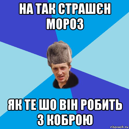 на так страшєн мороз як те шо він робить з коброю, Мем Празднчний паца