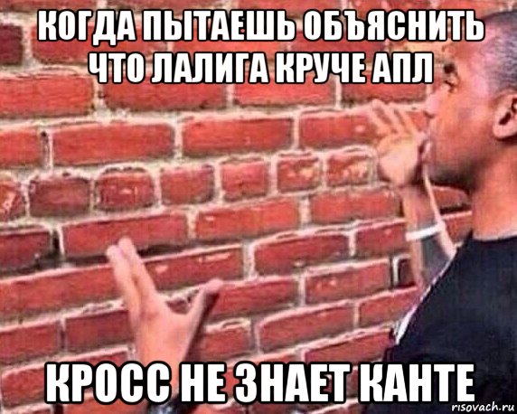 когда пытаешь объяснить что лалига круче апл кросс не знает канте, Мем разговор со стеной