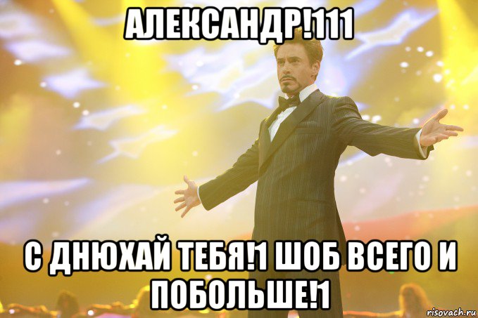 александр!111 с днюхай тебя!1 шоб всего и побольше!1, Мем Тони Старк (Роберт Дауни младший)