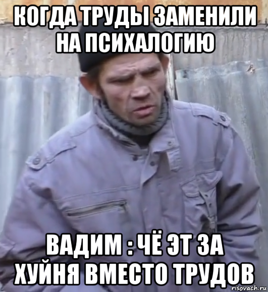 когда труды заменили на психалогию вадим : чё эт за хуйня вместо трудов, Мем  Ты втираешь мне какую то дичь