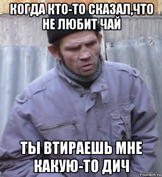 когда кто-то сказал,что не любит чай ты втираешь мне какую-то дич, Мем  Ты втираешь мне какую то дичь