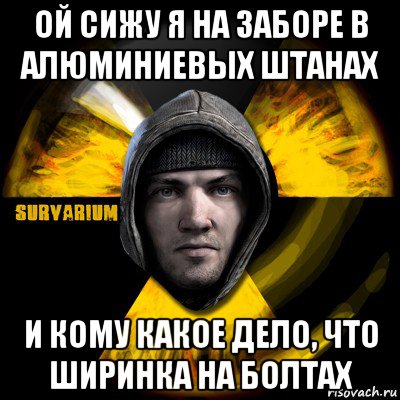 ой сижу я на заборе в алюминиевых штанах и кому какое дело, что ширинка на болтах