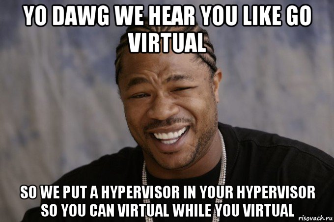 yo dawg we hear you like go virtual so we put a hypervisor in your hypervisor so you can virtual while you virtual