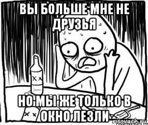 вы больше мне не друзья но мы же только в окно лезли, Мем Алкоголик-кадр