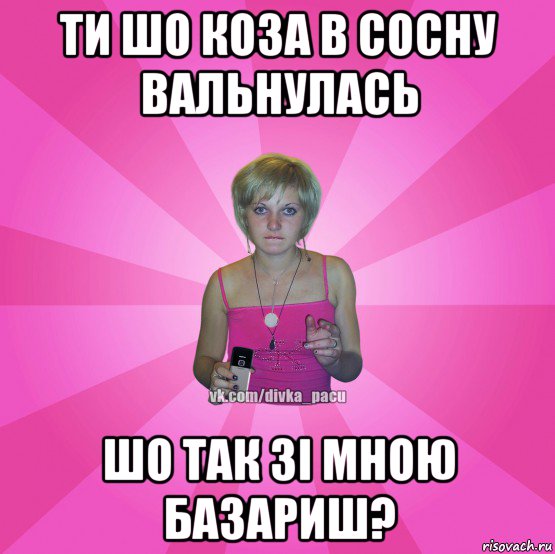 ти шо коза в сосну вальнулась шо так зі мною базариш?, Мем Чотка Мала