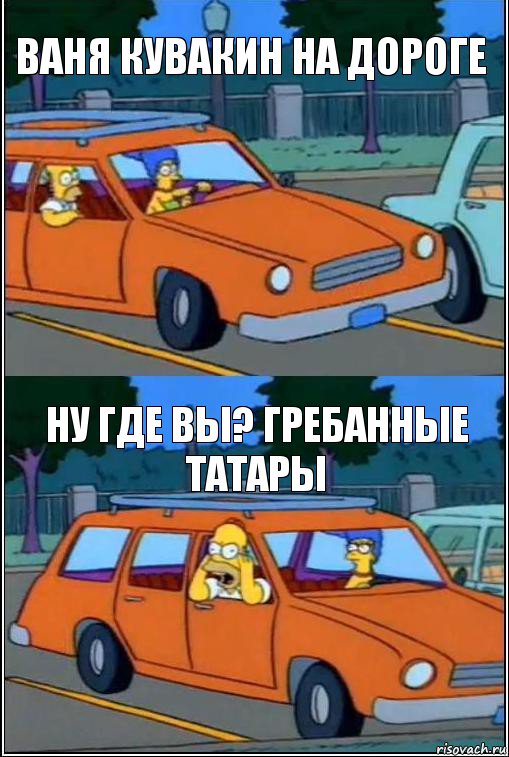 Ваня Кувакин на дороге ну где вы? гребанные татары, Комикс  Гомер кричит из машины