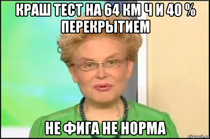 краш тест на 64 км ч и 40 % перекрытием не фига не норма