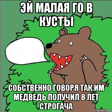 эй малая го в кусты собственно говоря так им медведь получил 8 лет строгача, Мем Медведь-шлюха