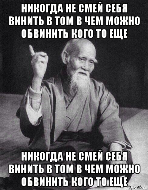 никогда не смей себя винить в том в чем можно обвинить кого то еще никогда не смей себя винить в том в чем можно обвинить кого то еще, Мем Монах-мудрец (сэнсей)