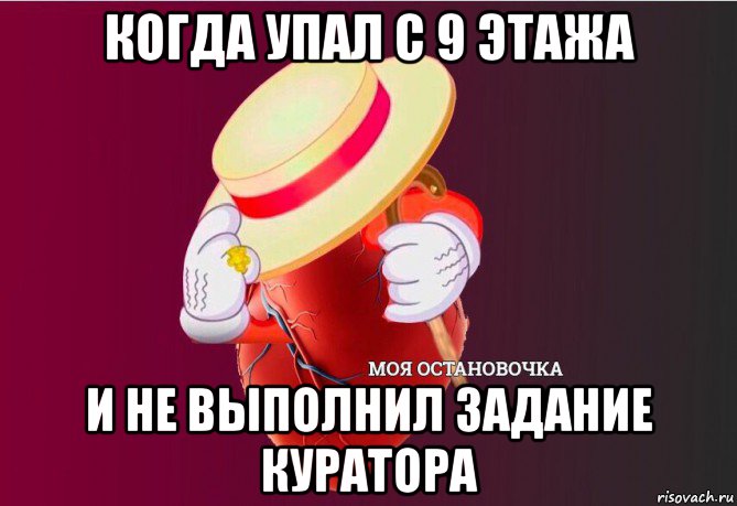 когда упал с 9 этажа и не выполнил задание куратора, Мем   Моя остановочка