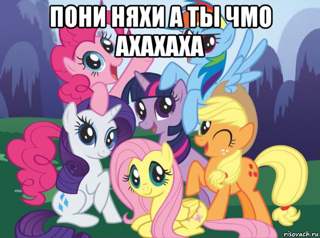 пони няхи а ты чмо ахахаха , Мем My little pony